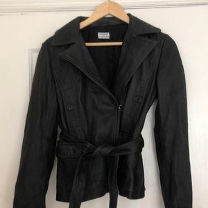Black Italian Lambskin Leather Jacket (size 6)